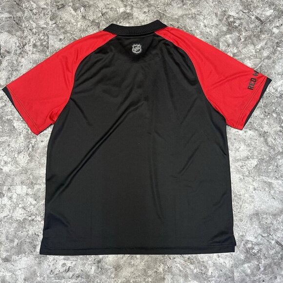 Detroit Red Wings Polo Shirt Size XL Reebok Center Ice Collection Black Red - Picture 2 of 8